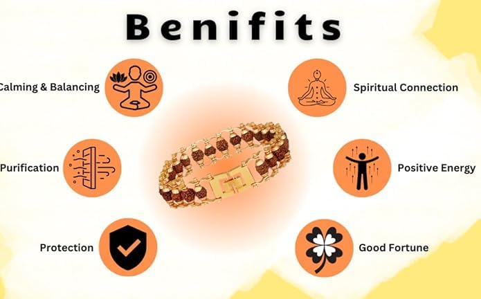 Vaidik 5 Mukhi Rudraksha Gold Plated Bracelet