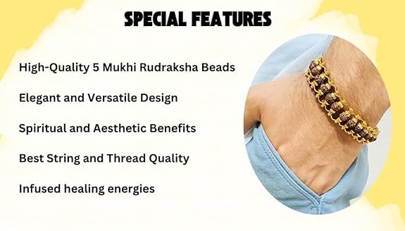 Vaidik 5 Mukhi Rudraksha Gold Plated Bracelet