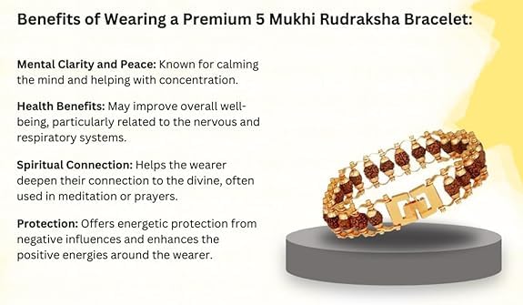 Vaidik 5 Mukhi Rudraksha Gold Plated Bracelet