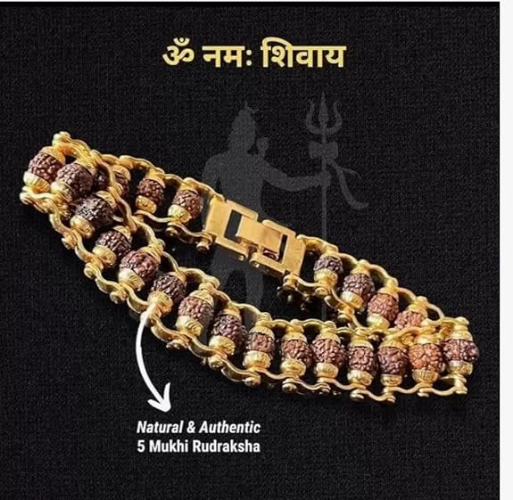 Vaidik 5 Mukhi Rudraksha Gold Plated Bracelet