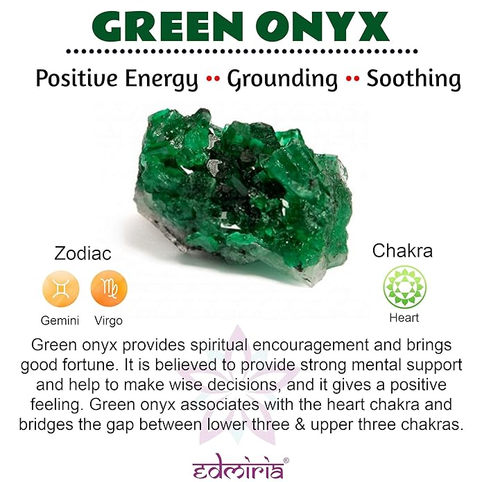 EDMIRIA Green Onyx Gemstone Bracelet – Reiki Healing, Yoga & Meditation Crystal (8mm)